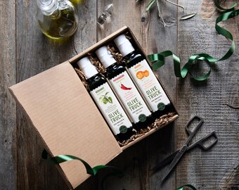 Olive Truck - Gift Set - 100% California, New "2024" Harvest, Ultra Premium Co-Pressed Extra Virgin Olive Oil - 3 x 250 ml Bottle
