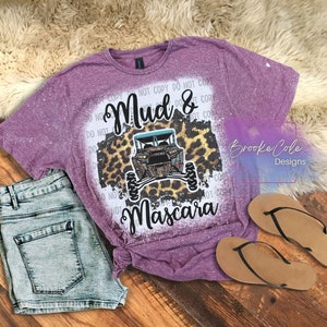 Mud & Mascara shirt, leopard print, side by side shirt, off road shirt, off road riding, utv shirt, riding shirt, bleached shirt