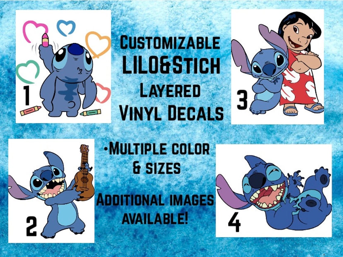 Custom Lilo and Stitch Layered Vinyl Decals Stickers Cup Etsy