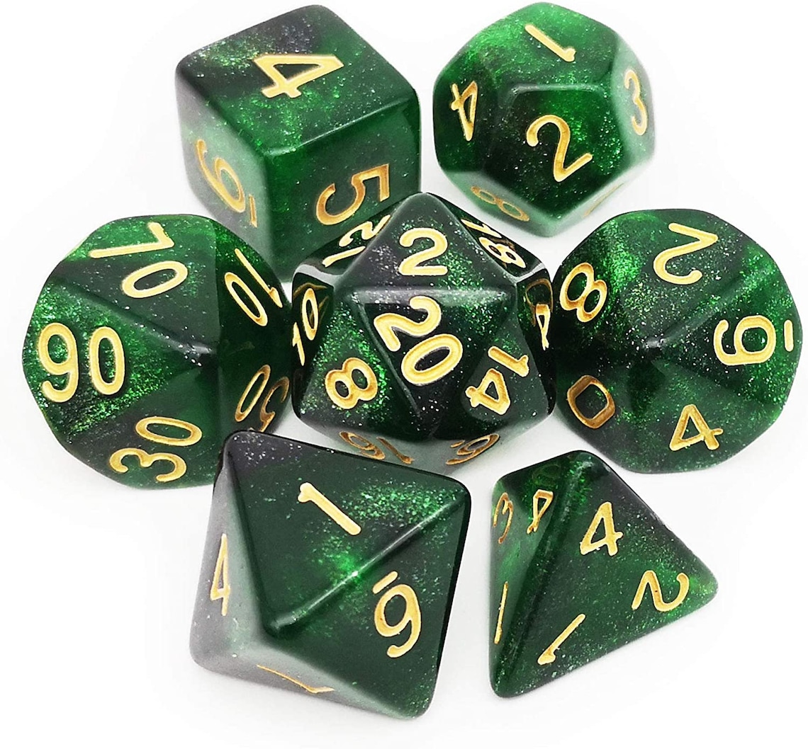 Green Black Nebula RPG Dice Set DND Dice DND Dice SetStarry Etsy
