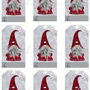 Étiquettes de cadeau de gnome de Noël en téléchargement numérique, Clipart, JPG, fabrication d'étiquettes de carte de scrapbooking, journal indésirable, à, à partir de, étiquette-cadeau de vacances,
