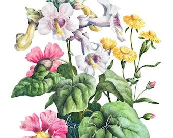 Flower Mix Bouquet Digital Download, Digital Image, Vintage, Printable, Clipart, DIY Crafts 1800's, PNG, JPG, Botanical, Floral