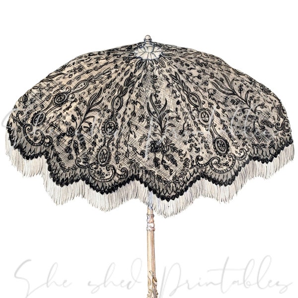 Early 1900's Parasol Instant Digital Download, Vintage, Printable, PNG JPG Junk Journaling, Scrapbooking, DIY Crafts, Umbrella