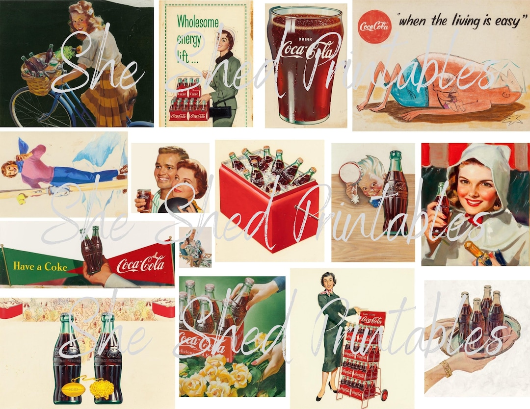Vintage Coca Cola Advertisements Digital Download, Vintage, DIY Clipart ...