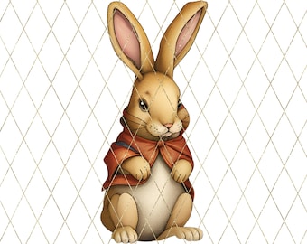 Easter Bunny Digital Image, Vintage, DIY Crafts, Clipart, Printable, JPG PNG Animal, Wall art, Illustration, Rabbit