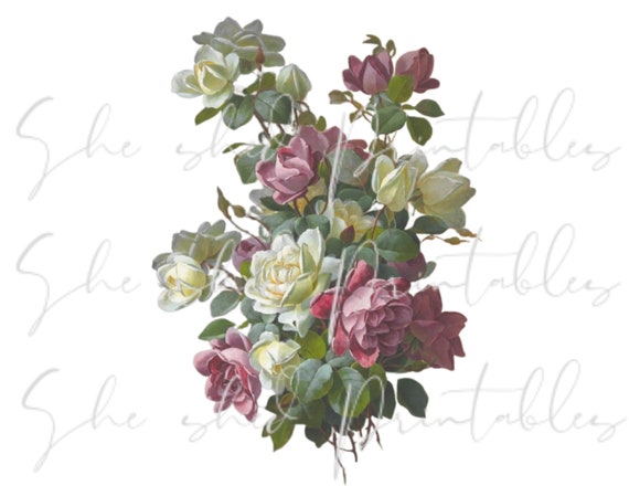 Rose Bouquet Digital Download Image Vintage Printable - Etsy