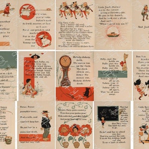 Cantigas de roda vintage, download digital, imprimível, artesanato faça você mesmo, JPG, diário de lixo, colagem, scrapbooking, criação de etiquetas de cartão, dobrar, bolso