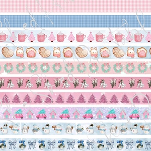 Pink and Blue Christmas Digital Washi Tape, Digital Download, Embellishment,  Scrapbooking, Junk Journal, Belly Band, Plaid, Pink Truck