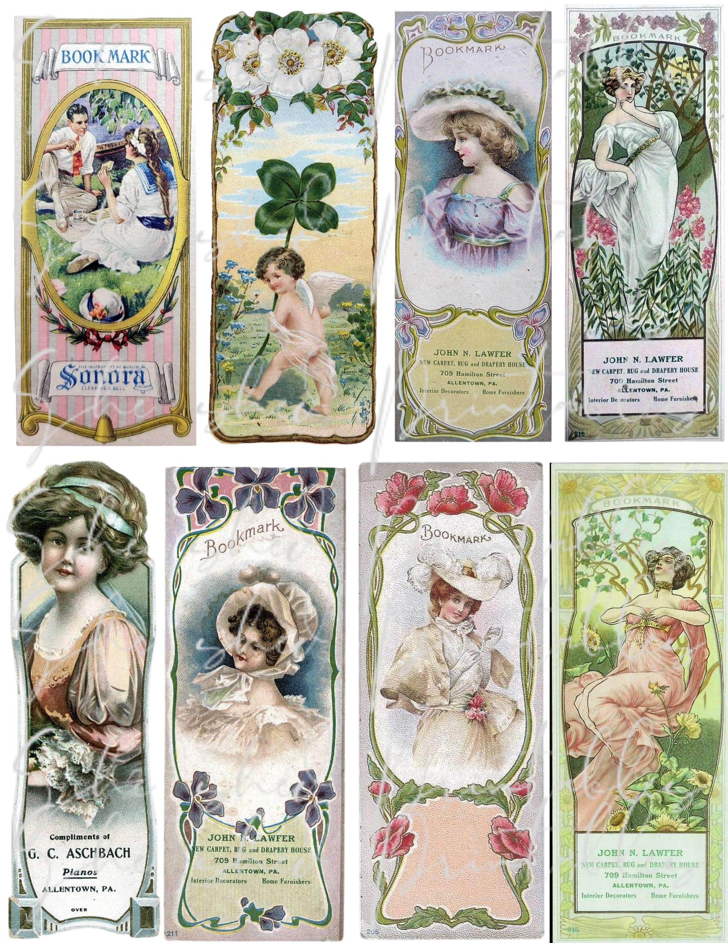 Vintage Bookmarks, Victorian Ladies Digital Download