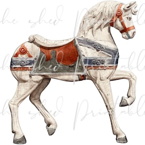 Early 1900&#39;s Carousel Horse Instant Digital Download, Vintage, DIY Crafts, PNG JPG, Junk Journaling, Collage, Circus, Fair