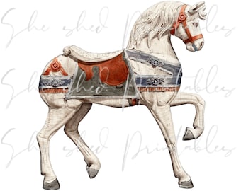 Early 1900's Carousel Horse Instant Digital Download, Vintage, DIY Crafts, PNG JPG, Junk Journaling, Collage, Circus, Fair