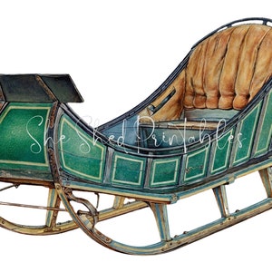 Début des années 1900 Sleigh Sled Téléchargement numérique instantané, vintage, PNG JPG Junk Journaling, Scrapbooking, Bricolage, Noël