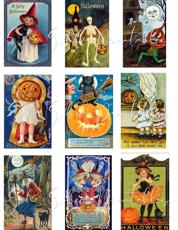 Vintage Halloween Journaling Cards / Printable Digital 