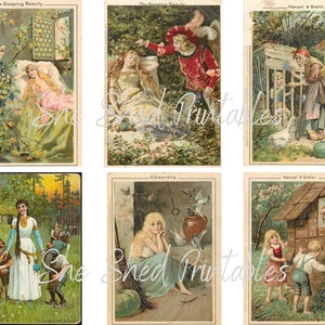 Imagens vintage de contos de fadas, imagens digitais, download instantâneo, vintage, JPG, cartões de lixo eletrônico, scrapbooking, criação de etiquetas de cartão, Cinderela