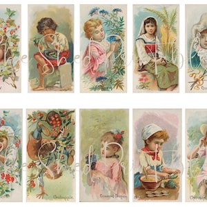 cartes de thé vintage, téléchargement numérique de série de fruits, vintage, bricolage, nourriture, JPG, Illustrations, téléchargement immédiat, cerises, groseille