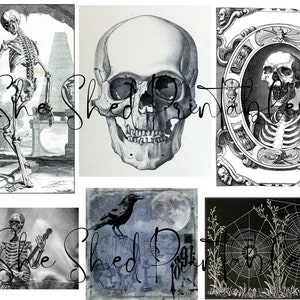 Vintage Halloween Digital Download, Imprimable, Bricolage Bricolage, JPG, Junk Journaling Collage, Scrapbooking, Fabrication d’étiquettes de carte, Tuck, Pocket