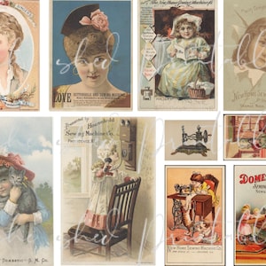 Anúncios de máquinas de costura vintage, aspirina, download digital, vintage, clipart, JPG, cartões de registro em diário de lixo, scrapbooking, cartões colecionáveis