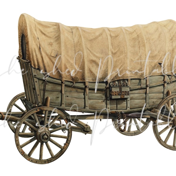 Early 1900's Conestoga Wagon Instant Digital Download, Vintage, DIY Crafts, PNG JPG, Junk Journaling, Pioneer, Prairie, Wagon Wheels