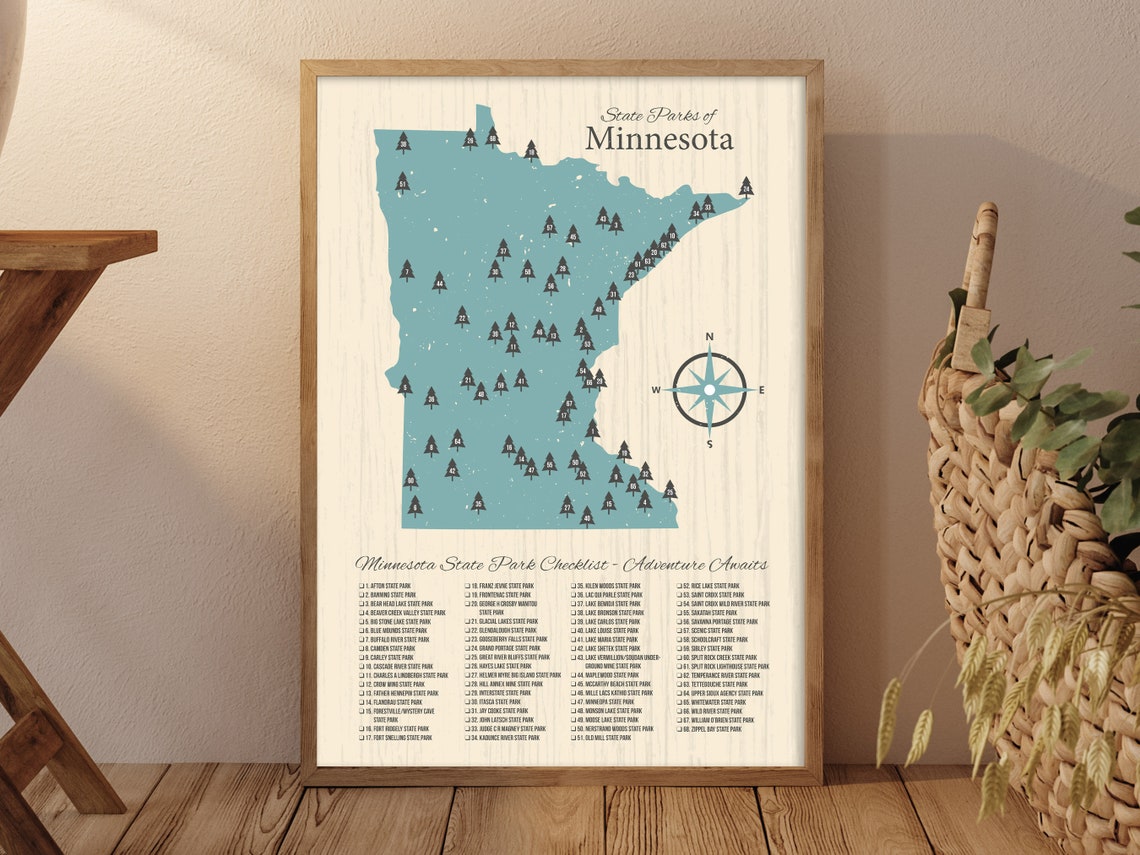 Minnesota State Parks Map Minnesota State Parks Checklist - Etsy