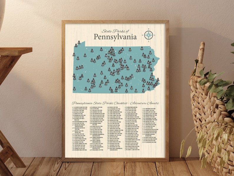 Pennsylvania State Parks Map Pennsylvania State Parks Etsy