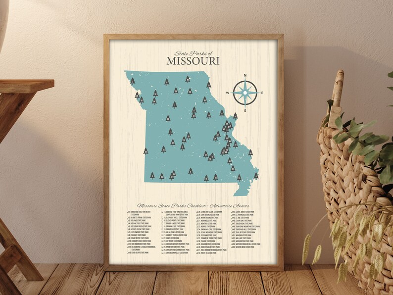 Missouri State Parks Map Missouri State Parks Checklist | Etsy
