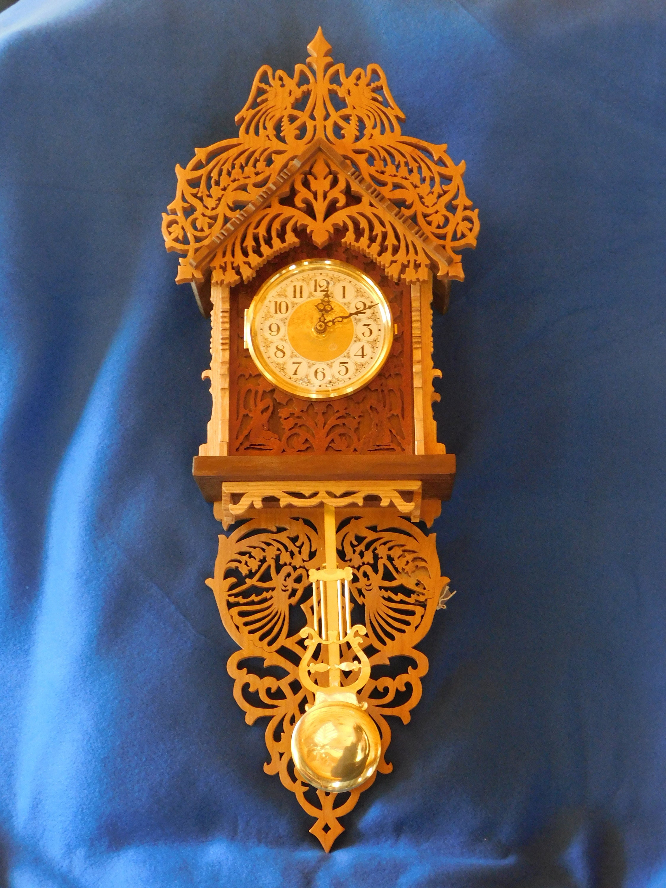 Scroll Saw Clock 2500 plays Westminster Chimes Fretwork made Etsy