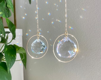Crystal Prism Suncatcher: Single Ring Gold Rainbow Maker