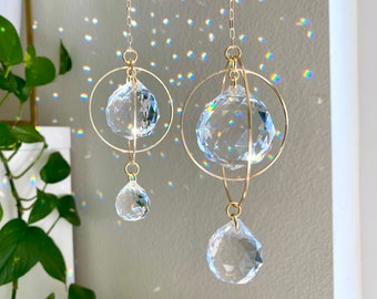 Planet+Moon Crystal Suncatcher, Rainbow maker, Housewarming gift, Wall hanging, Birthday gift, Sympathy gift, Mother’s Day gift