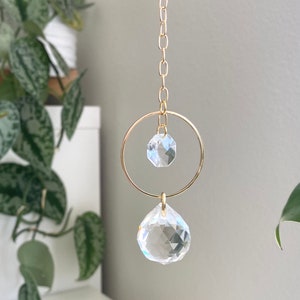 Crystal Car Suncatcher: Gold Rearview Mirror Hanging
