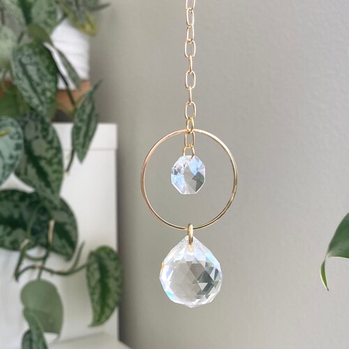 Car Suncatcher gold Double Crystal Mini Rainbow Maker for Etsy