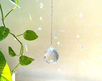 Crystal Prism Suncatcher: Silver Rainbow Light Catcher, Window Decor