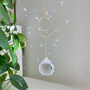 Cheshire Moon Crystal Suncatcher: 18k Gold Rainbow Maker