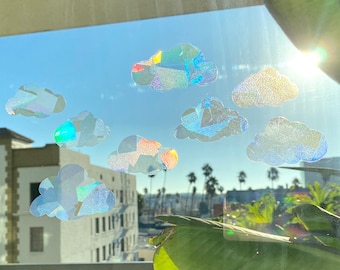 Rainbow Maker Cloud Suncatcher Stickers: Window Prism Decals (Set of 8)