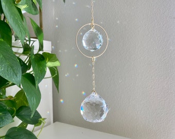 Two Level Crystal Suncatcher (Gold), Rainbow Maker, housewarming gift, gift for mom, sympathy gift