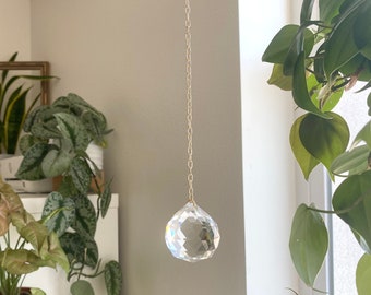 Crystal suncatcher (Gold), Rainbow Maker, Holiday gift, Christmas present, Gift for Mom, Minimalist decor