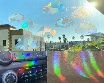 Suncatcher Sticker Set (Clouds), 8 rainbow maker stickers, birthday gift, new car gift, car sticker decal