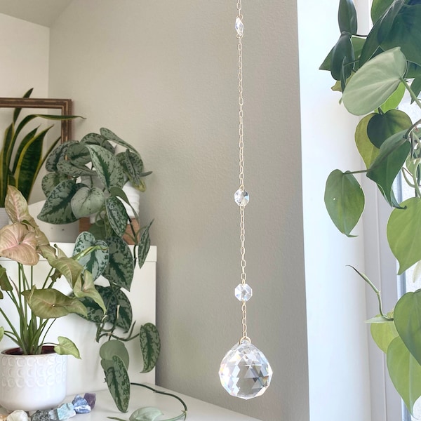Gold Dripping Gem Crystal Suncatcher: Rainbow Light Catcher, Home Decor