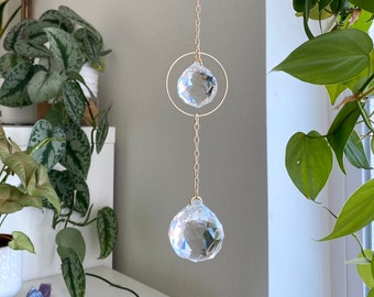 Two-Level Crystal Suncatcher (Gold): Rainbow Maker Window Decor
