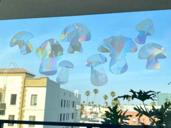 Mushroom Suncatcher Sticker Set, Rainbow Prism Window Stickers