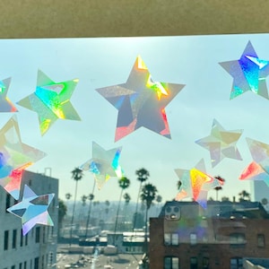 Large Star Suncatcher Sticker Set: Rainbow Maker Window Prism Decals, Car Decor, Set of 5-10 image 1