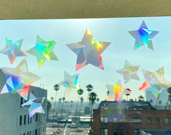 Large Star Suncatcher Sticker Set: Rainbow Maker Window Prism Decals, Car Decor, Set of 5-10