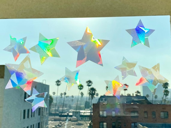 Large Star Suncatcher Sticker Set: Rainbow Maker Window Prism Decals, Car Decor, Set of 5-10