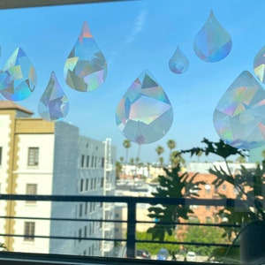 Raindrops Suncatcher Sticker Set, Rainbow Prism Stickers, Window cling, sun catcher stickers