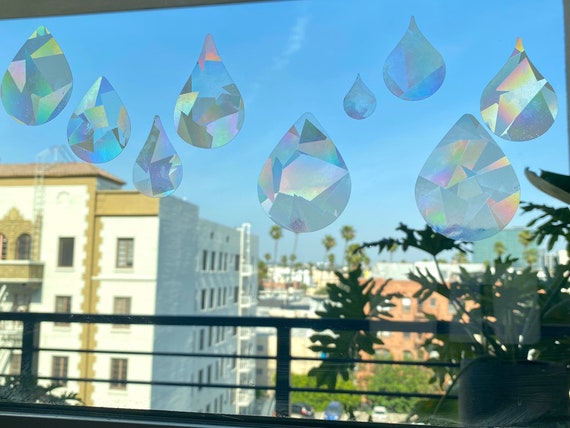 Raindrops Suncatcher Sticker Set, Rainbow Prism Stickers, Window cling, sun catcher stickers