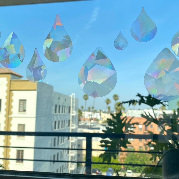 Raindrops Suncatcher Sticker Set, Rainbow Prism Stickers