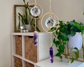 Purple Amethyst Crystal Suncatcher (gold), Rainbow Maker, crystal lovers gift