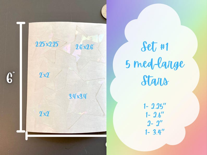 Large Star Suncatcher Sticker Set: Rainbow Maker Window Prism Decals, Car Decor, Set of 5-10 Set #1 (5 Stars)