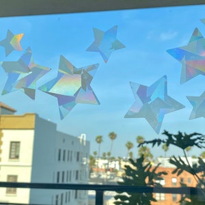 Star Suncatcher Stickers, Set of 9 Rainbow Maker Stickers, Rainbow Prism Stickers, Gift for Her, Window Sticker, Classroom Decor