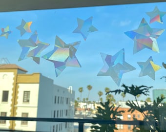 Small Star Suncatcher Stickers, Set of 9 Rainbow Maker Stickers, Rainbow Prism Stickers, Gift for Her, Window Sticker, Classroom Decor