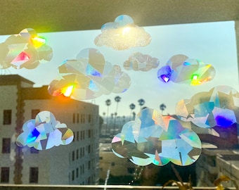 Large Cloud Suncatcher Sticker Set, Rainbow Maker Stickers, Housewarming gift, birthday gift, wall decor, rainbow window cling